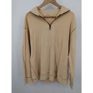 Agave Rambler Quarter Zip Pullover Supima Cotton Made in USA Size XL Tan Cream